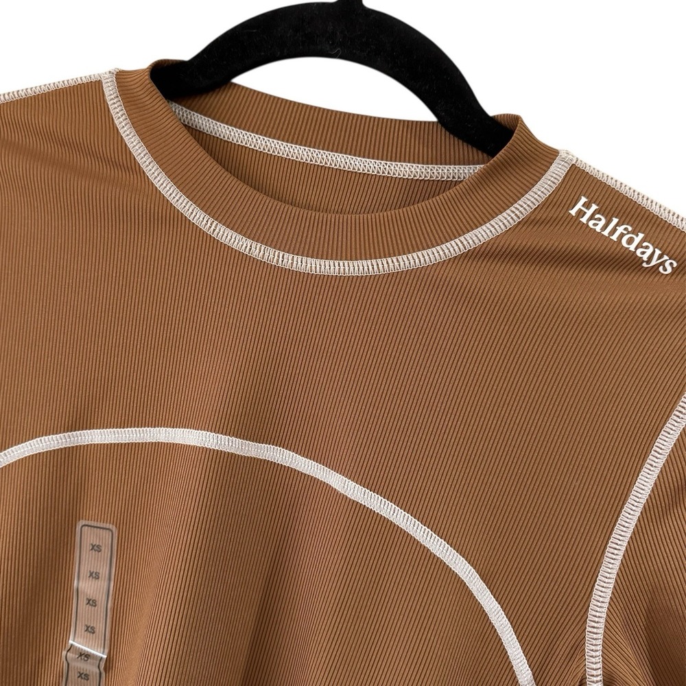 Halfdays Mollie Performance T Shirt Women XS‎ Nuthatch Brown Hiking Gym New